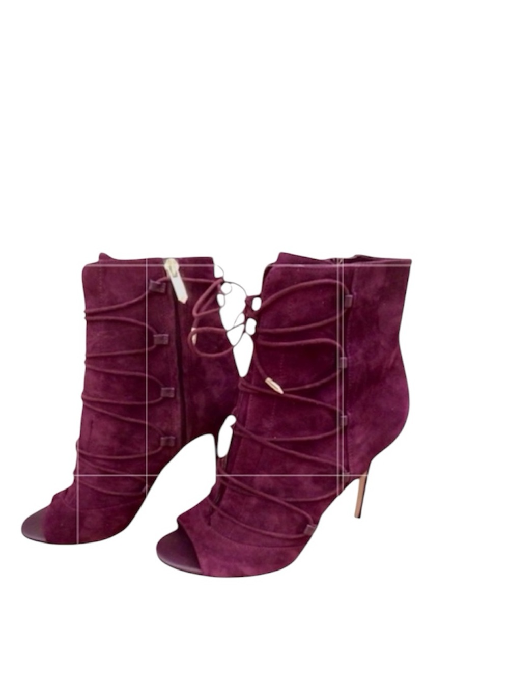 Sam Edelman Asher Wine Suede Ankle Lace Up Boots - Picture 1 of 14